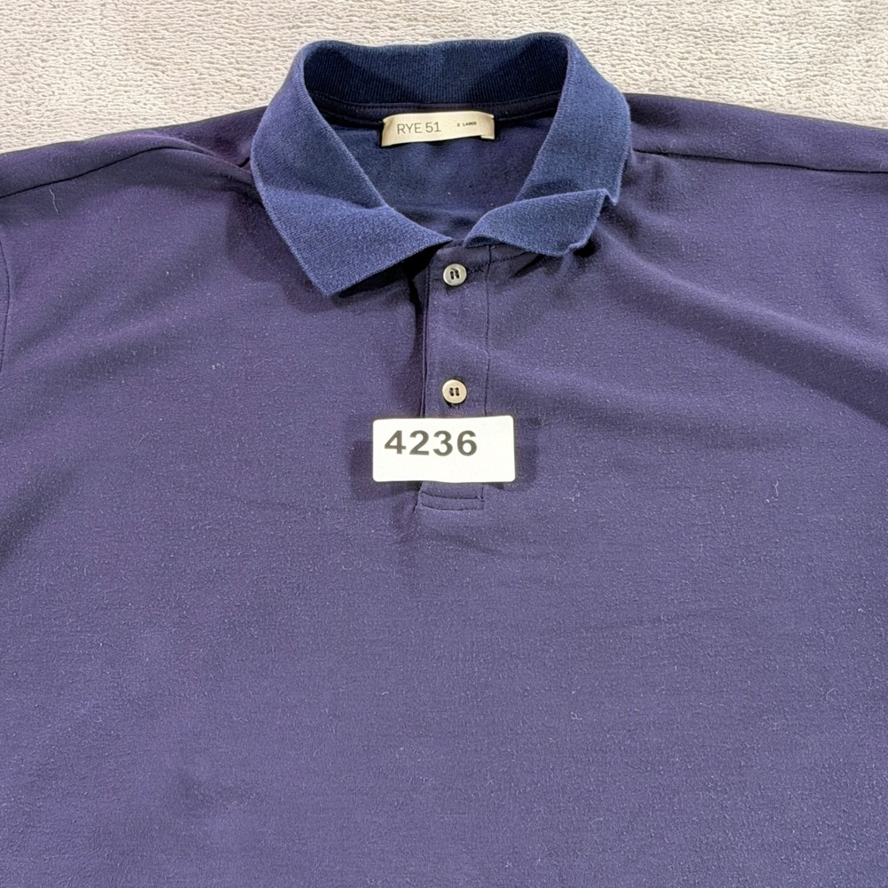 Rye 51 Polo Shirt Mens XL Blue Cotton Spandex Short Sleeve Solid Casual